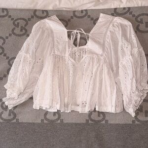 French Connection White Eyelet Blouse